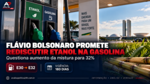 Flávio Bolsonaro promete rediscutir etanol na gasolina e questiona aumento para 32%