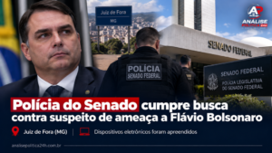 Polícia do Senado cumpre busca contra suspeito de ameaça a Flávio Bolsonaro