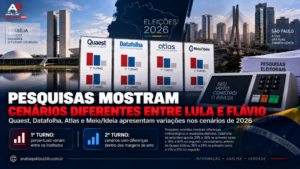 Pesquisas de Quaest, Datafolha, Atlas e Meio/Ideia mostram cenários diferentes entre Lula e Flávio
