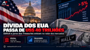 Dívida dos EUA passa de US$ 40 trilhões e aumenta atenção sobre déficit e juros dos Treasuries