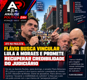 Flávio Bolsonaro critica Lula e Moraes em ato na Paulista e promete mudanças no STF