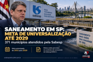 Tarcísio promete saneamento universal até 2029 em 371 municípios de São Paulo