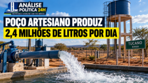 Poço artesiano em Tucano produz 2,4 milhões de litros de água por dia