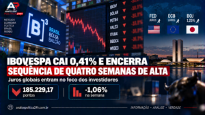 Ibovespa cai 0,41% e encerra sequência de quatro semanas de alta com juros globais no foco