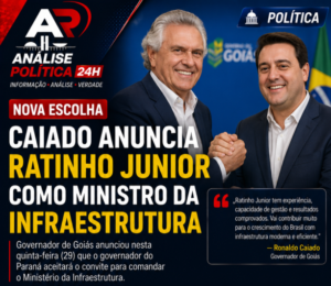 Caiado anuncia Ratinho Junior como ministro da Infraestrutura