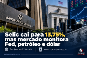 Selic cai para 13,75%, mas mercado monitora Fed, petróleo e dólar
