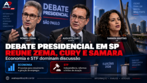Debate presidencial em SP reúne Zema, Cury e Samara; economia e STF dominam discussão