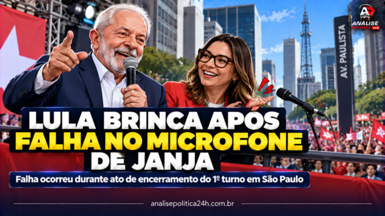 Lula brinca após falha no microfone de Janja em ato de campanha