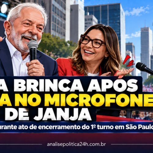 Lula brinca após falha no microfone de Janja em ato de campanha