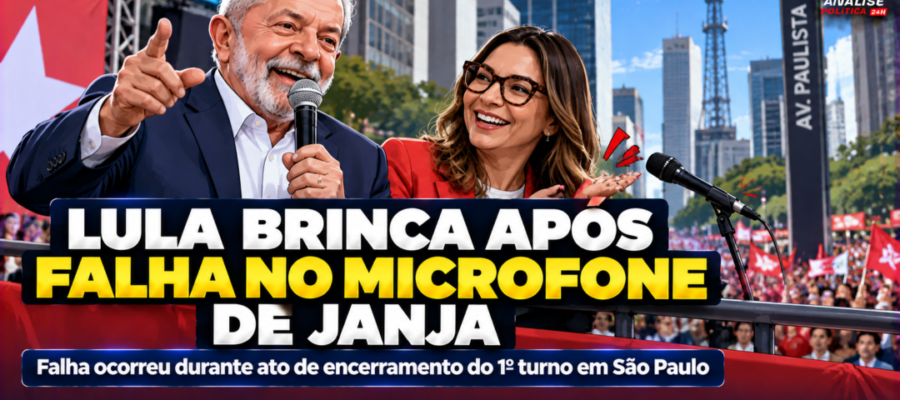 Lula brinca após falha no microfone de Janja em ato de campanha