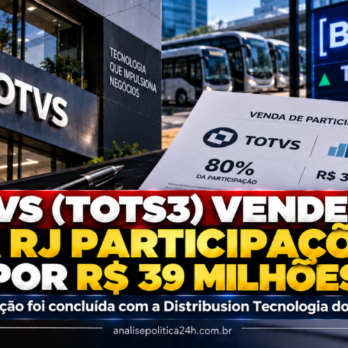 TOTVS (TOTS3) vende 80% da RJ Participações por R$ 39 milhões
