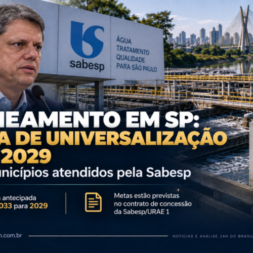 Tarcísio promete saneamento universal até 2029 em 371 municípios de São Paulo
