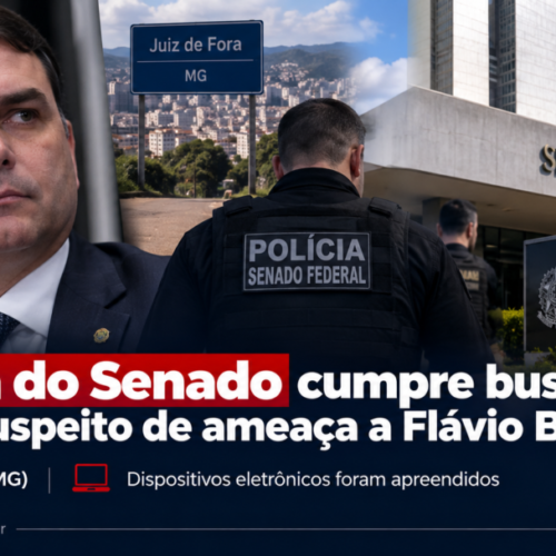 Polícia do Senado cumpre busca contra suspeito de ameaça a Flávio Bolsonaro