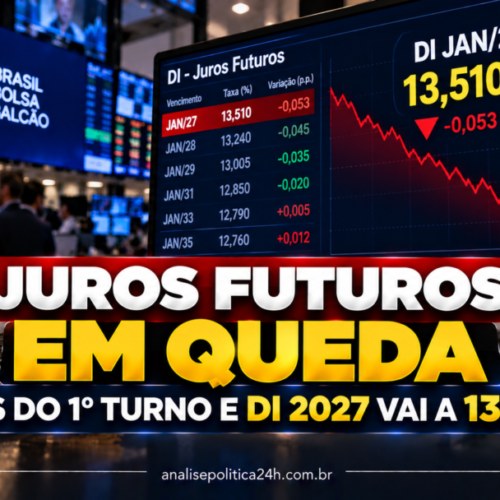 Juros futuros caem antes do 1º turno e DI 2027 vai a 13,510%