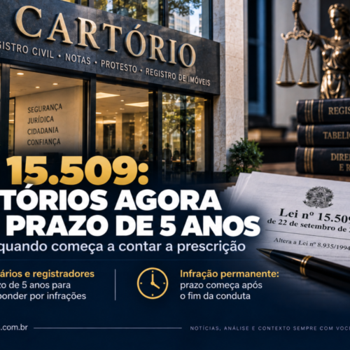 Lei 15.509: cartórios passam a ter prazo de cinco anos para responder por infrações
