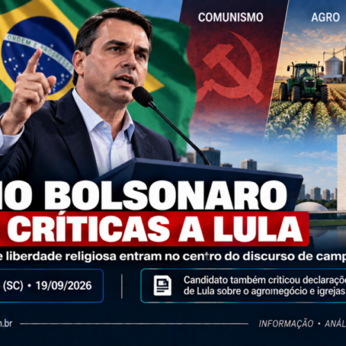 Flávio Bolsonaro eleva críticas a Lula e coloca comunismo, agro e liberdade religiosa no centro da campanha