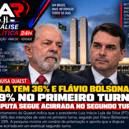 Quaest: Lula tem 36% e Flávio Bolsonaro 29% no 1º turno