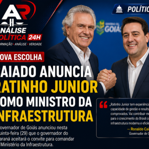 Caiado anuncia Ratinho Junior como ministro da Infraestrutura