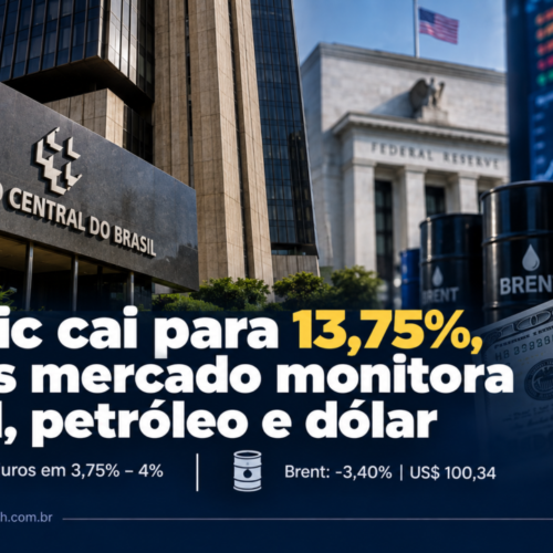 Selic cai para 13,75%, mas mercado monitora Fed, petróleo e dólar