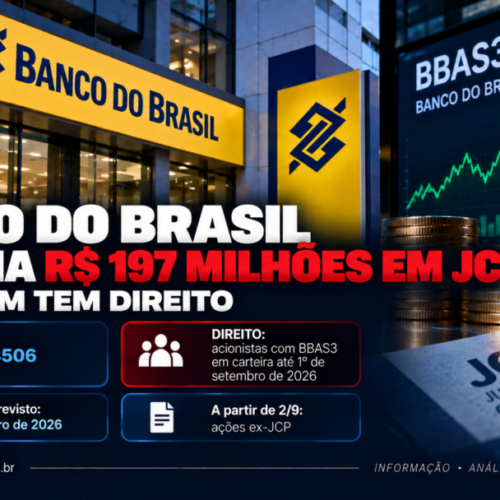 Banco do Brasil (BBAS3) anuncia R$ 197 milhões em JCP; veja quem tem direito