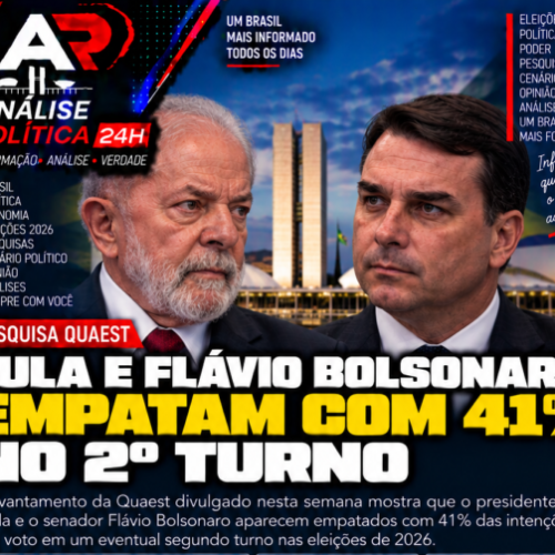 Quaest: Lula e Flávio Bolsonaro empatam com 41% no 2º turno