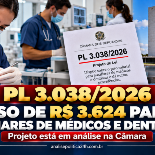 PL 3.038/2026 propõe piso de R$ 3.624 para auxiliares de médicos e dentistas
